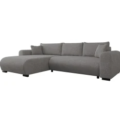 Divano letto angolare 4 posti 285x188cm con contenitore tessuto velo grigio scuro Soft