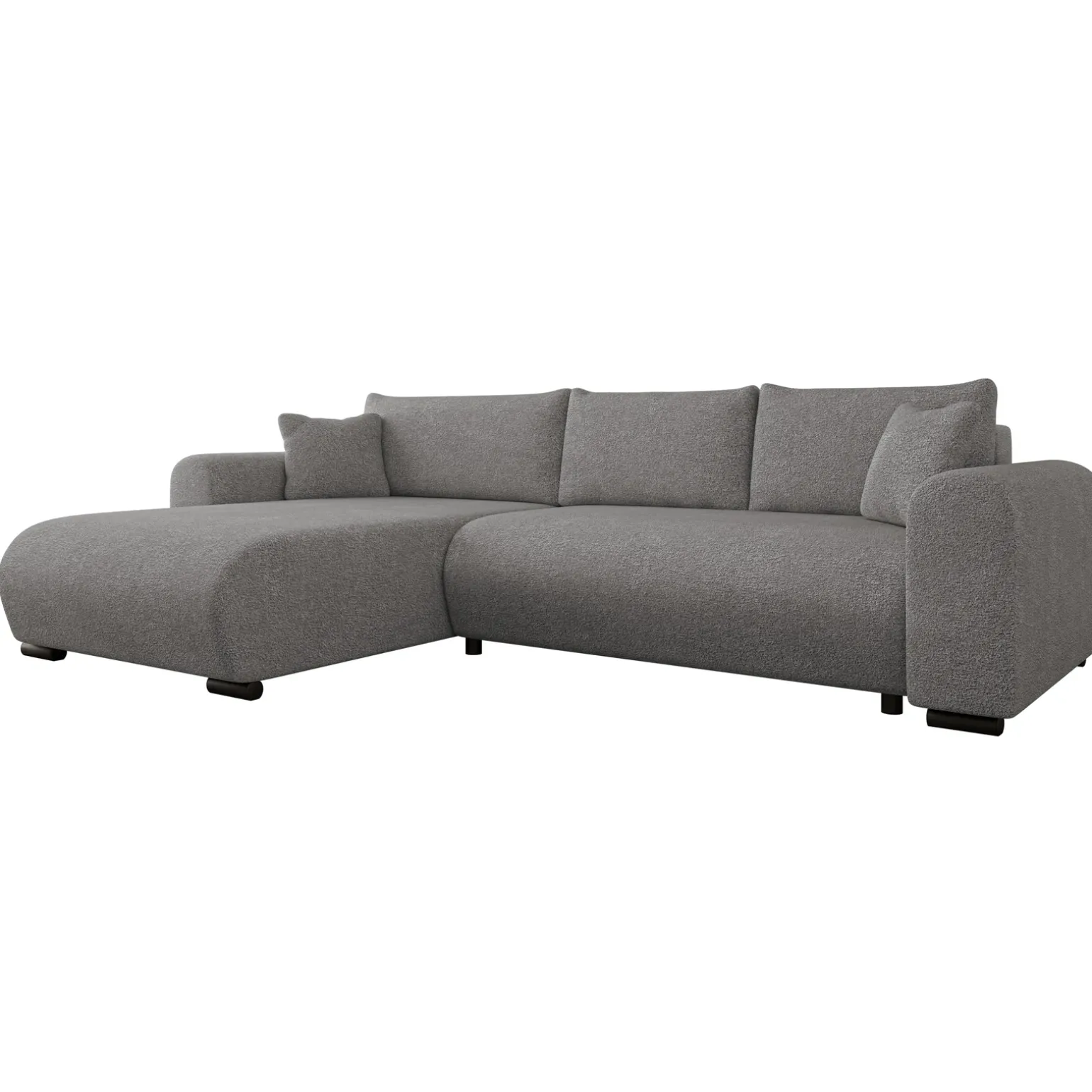 Divano letto angolare 4 posti 285x188cm con contenitore tessuto velo grigio scuro Soft