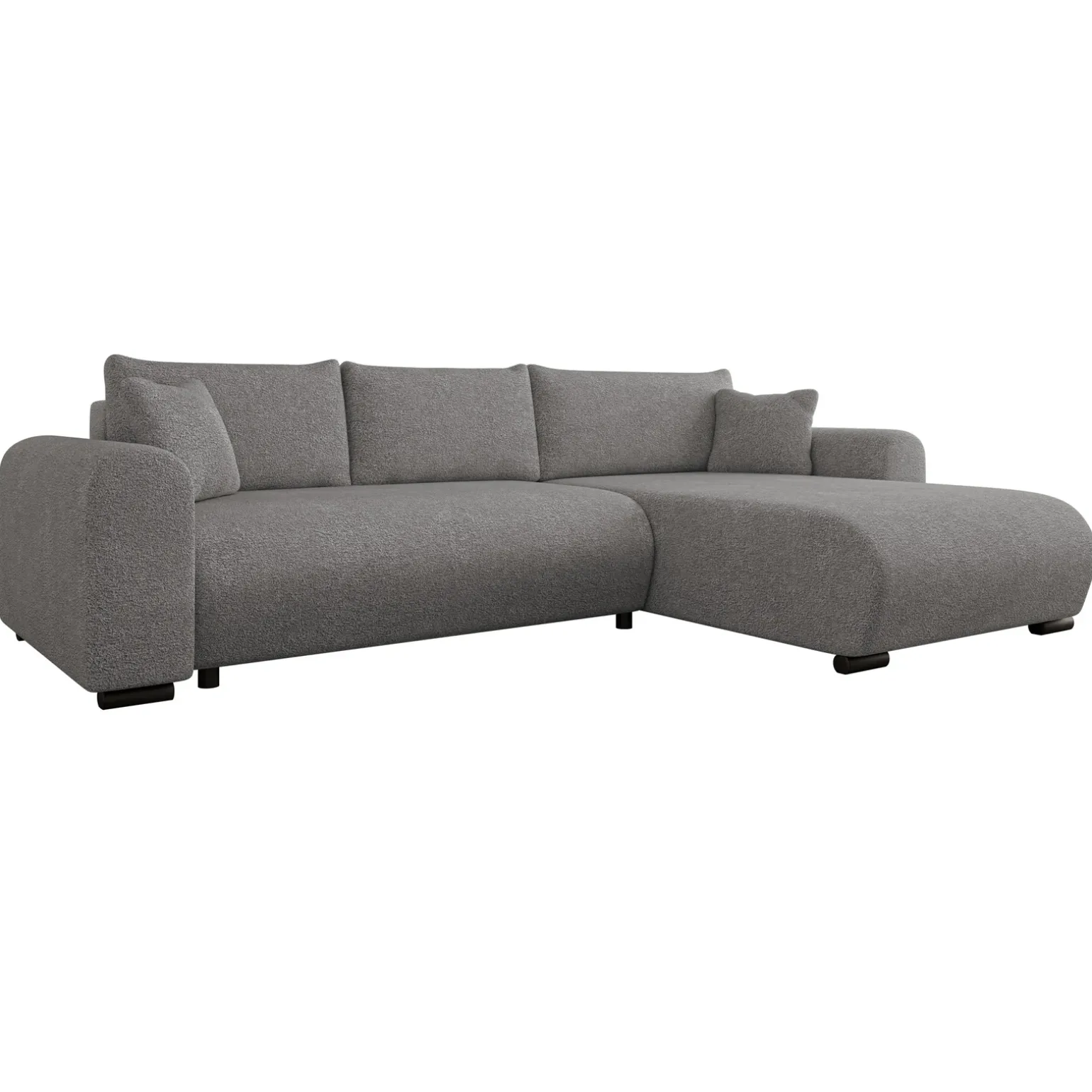 Divano letto angolare 4 posti 285x188cm con contenitore tessuto velo grigio scuro Soft