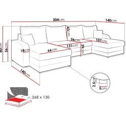 Divano letto angolare 5 posti 304cm con contenitore velluto a coste senape Assunta