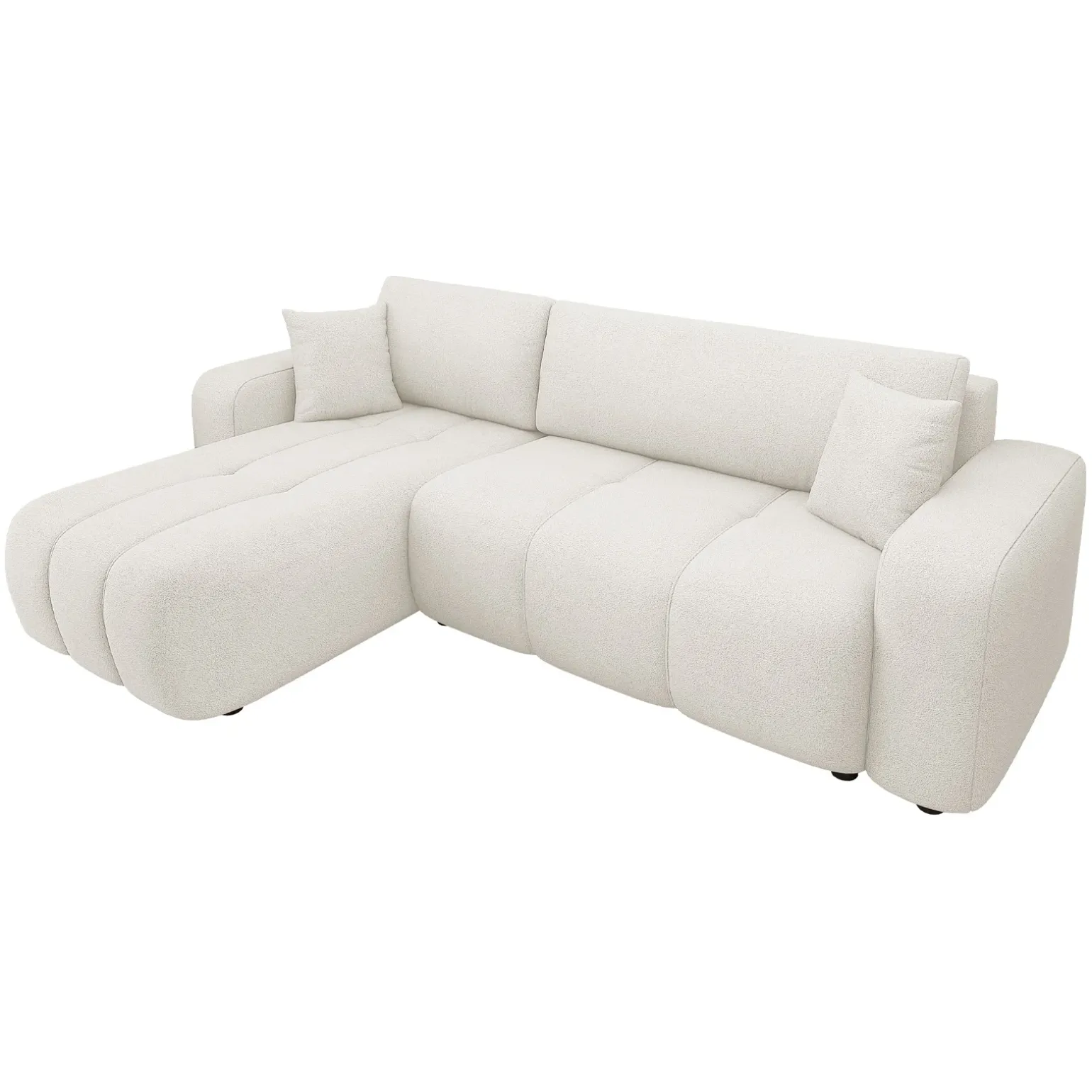 Divano letto angolare 3 posti 244x145cm con contenitore tessuto beige Orama