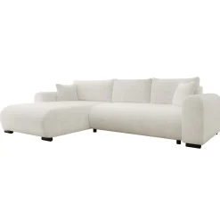 Divano letto angolare 4 posti 285x188cm con contenitore a trama spessa bianco Soft