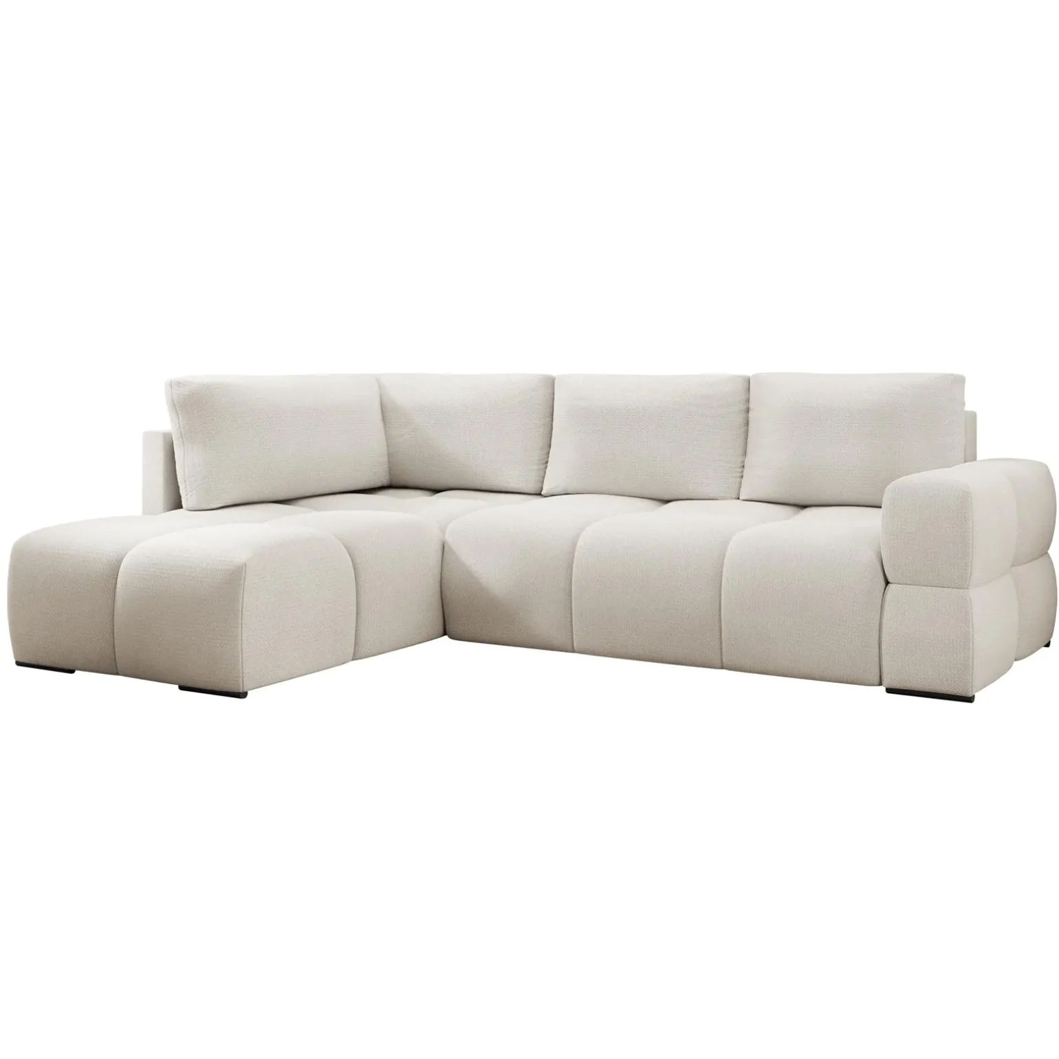 Divano letto angolare 3 posti 267x185cm box contenitore bianco perla Sottovoce