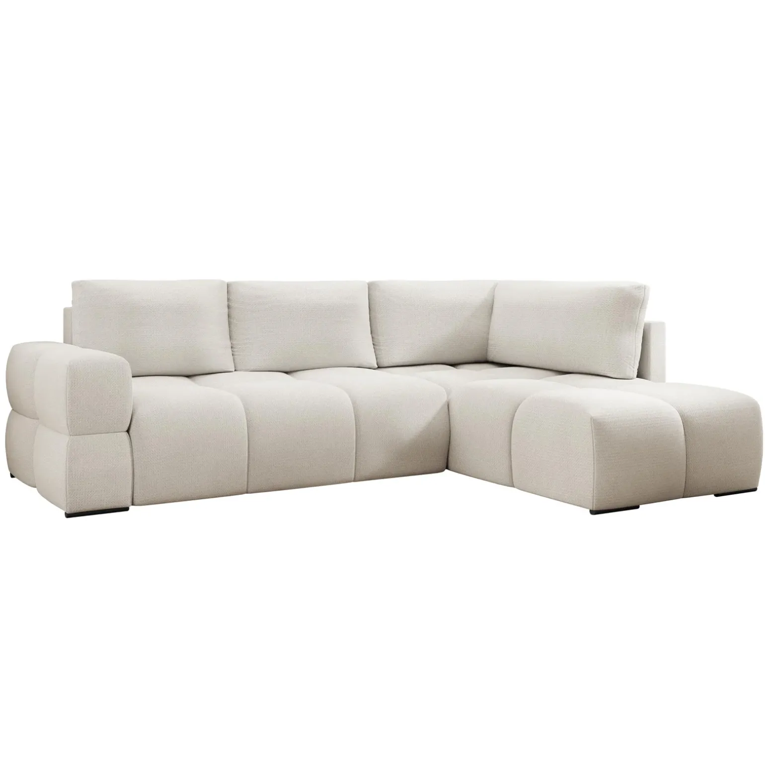 Divano letto angolare 3 posti 267x185cm box contenitore bianco perla Sottovoce