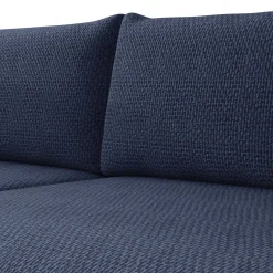 Divano letto angolare 4 posti 285x188cm con contenitore a trama spessa blu Soft