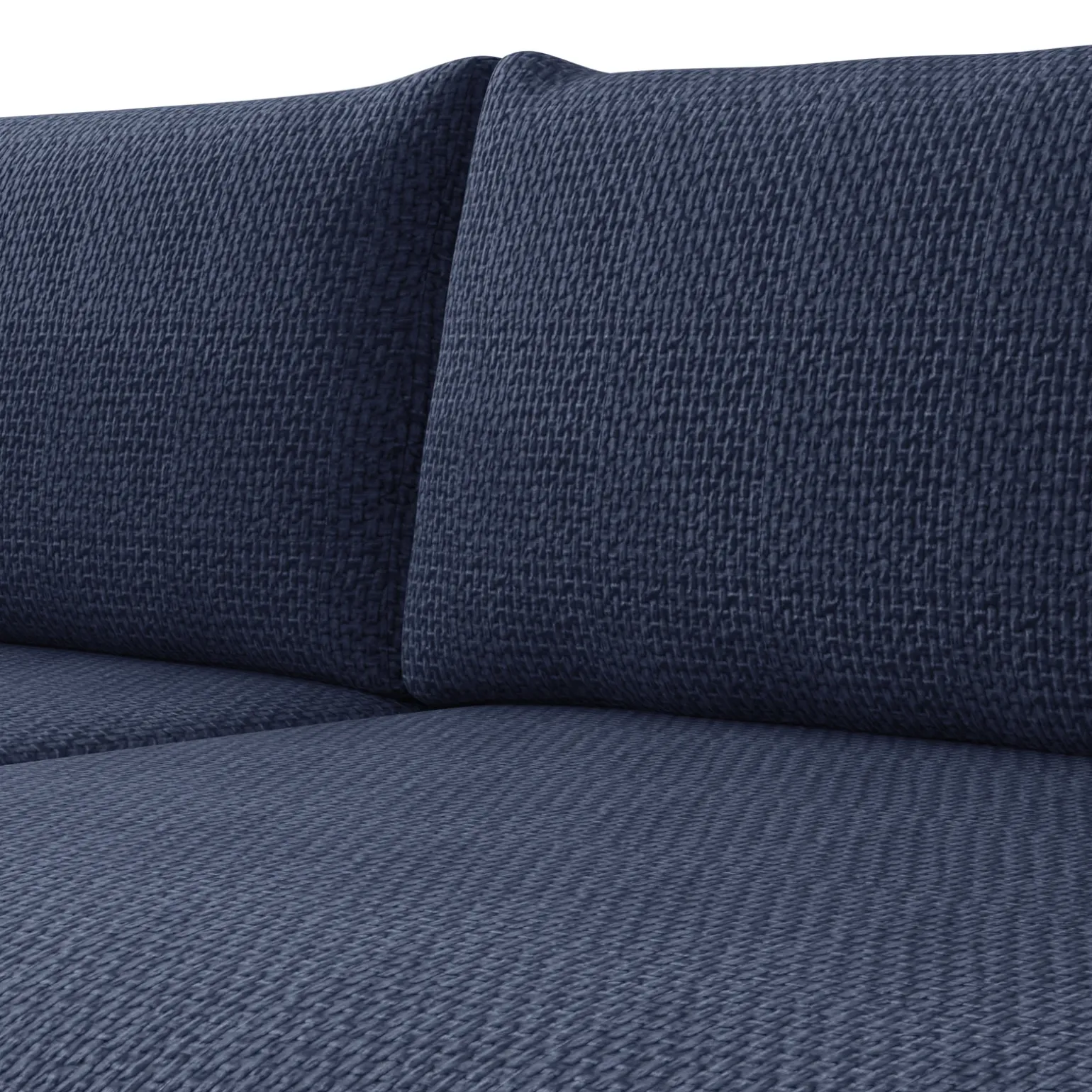 Divano letto angolare 4 posti 285x188cm con contenitore a trama spessa blu Soft