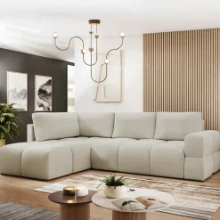 Divano letto angolare 3 posti 267x185cm box contenitore beige Sottovoce
