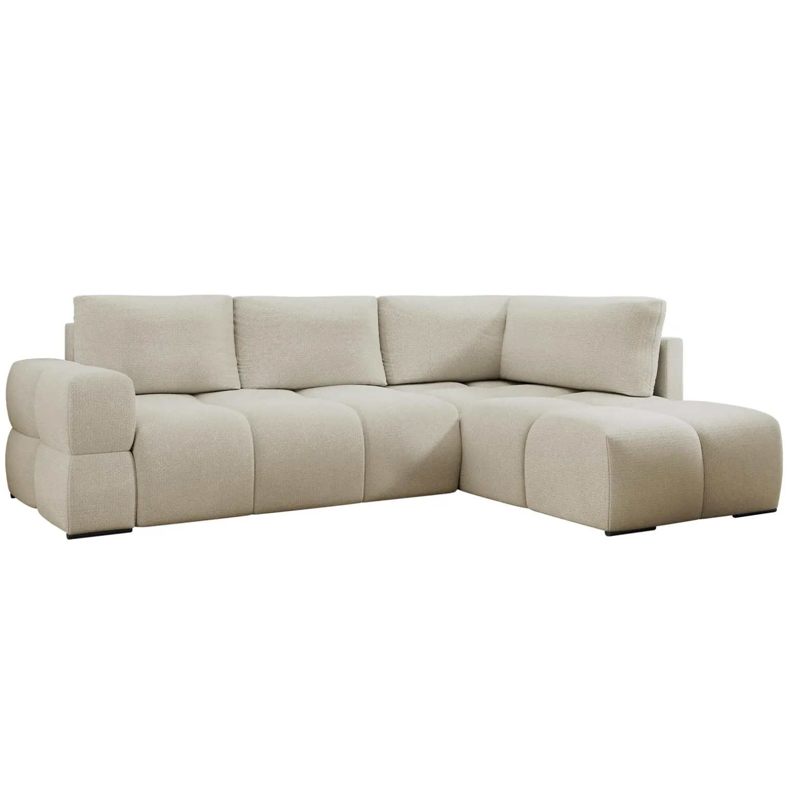 Divano letto angolare 3 posti 267x185cm box contenitore beige Sottovoce