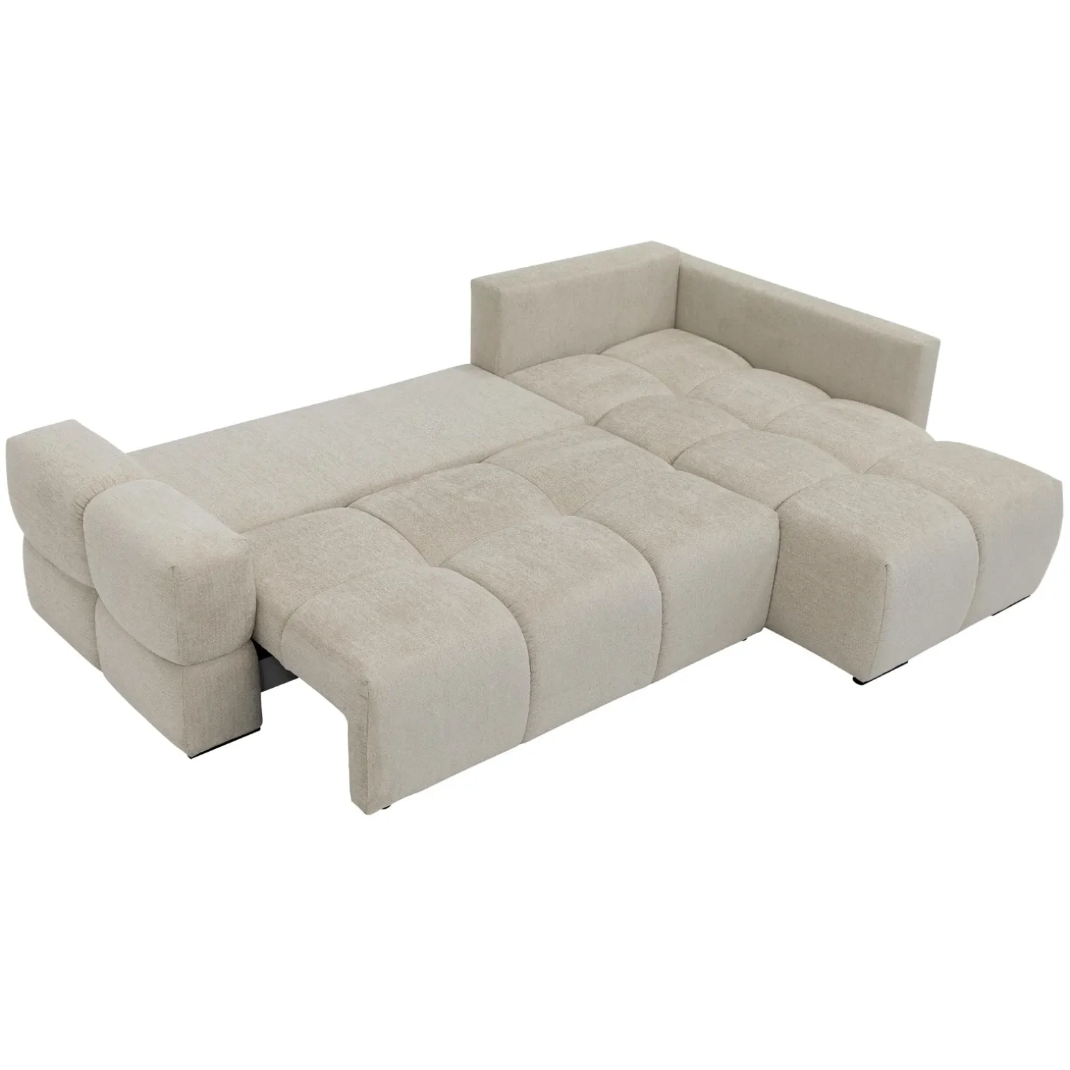 Divano letto angolare 3 posti 267x185cm box contenitore beige Sottovoce