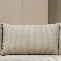 Divano letto angolare 4 posti 285x188cm con contenitore tessuto velluto a coste beige Soft