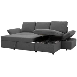 Divano letto angolare 3 posti 260x148cm con contenitore antracite Arturo