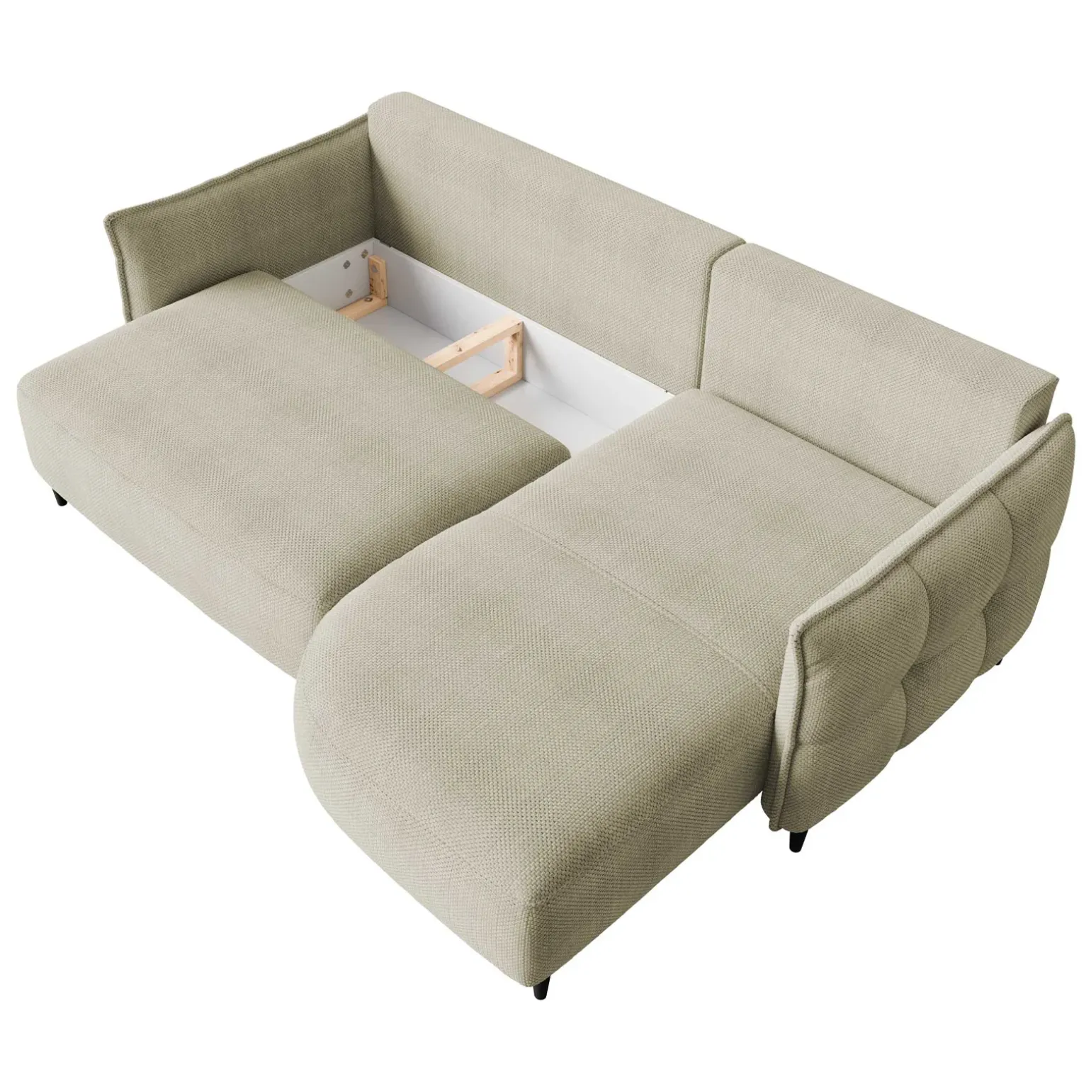 Divano letto angolare 3 posti 244x165cm tessuto tortora Lollypop