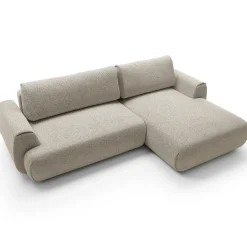 Divano letto angolare destra 3 posti 270x167cm tessuto beige Cloudify