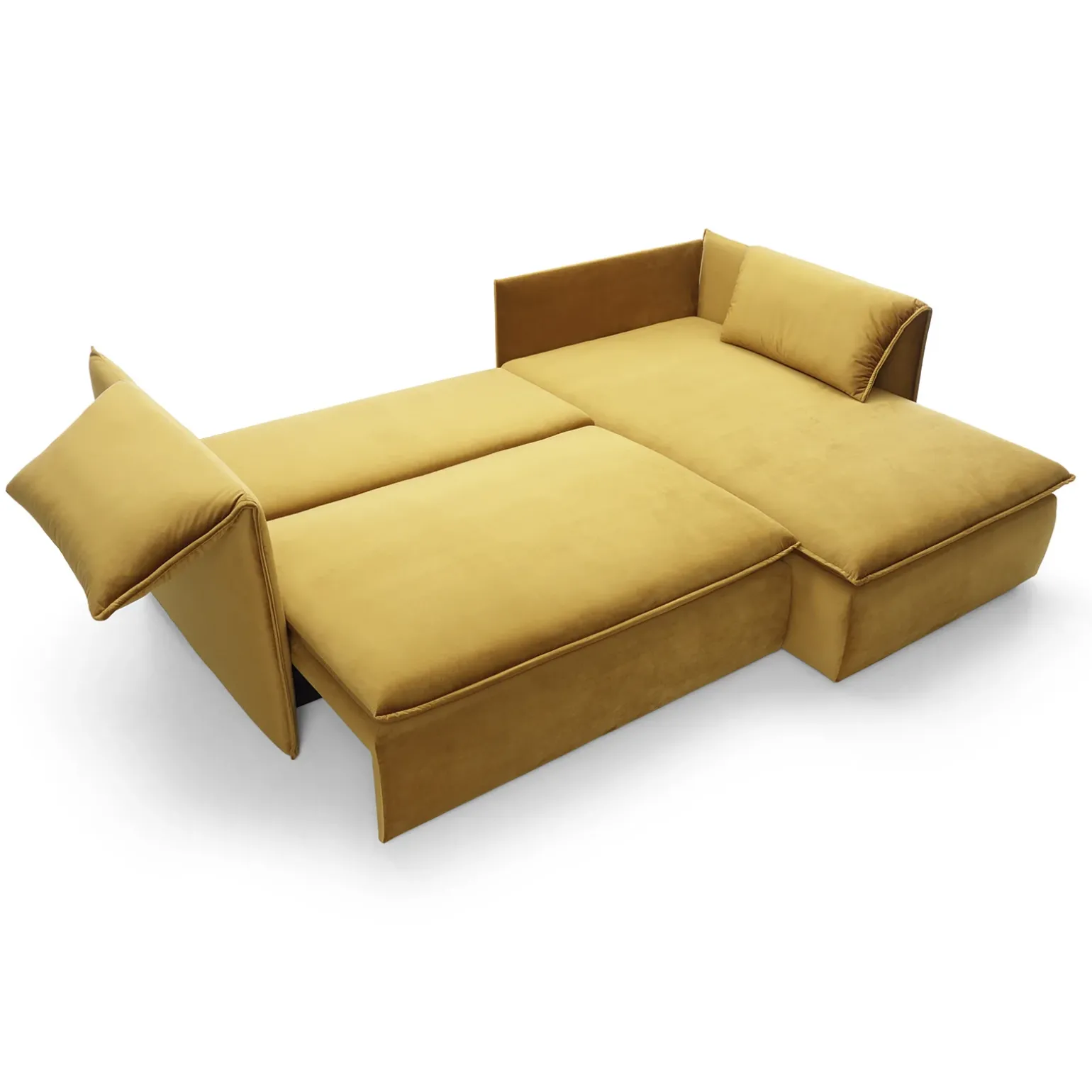 Divano letto angolare destro 3 posti 230x166cm tessuto giallo senape Easeful