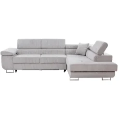 Divano letto angolare destra imbottito 274x203cm velluto a coste grigio Bormio