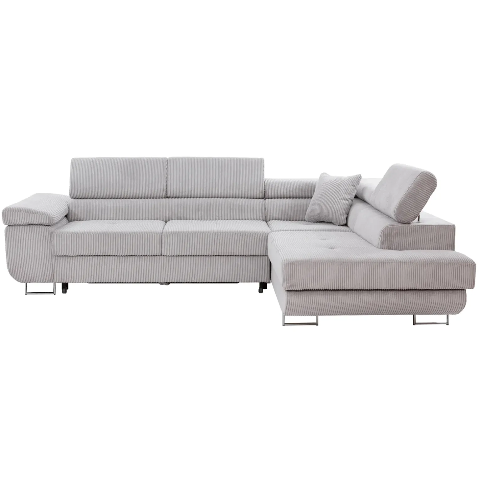 Divano letto angolare destra imbottito 274x203cm velluto a coste grigio Bormio