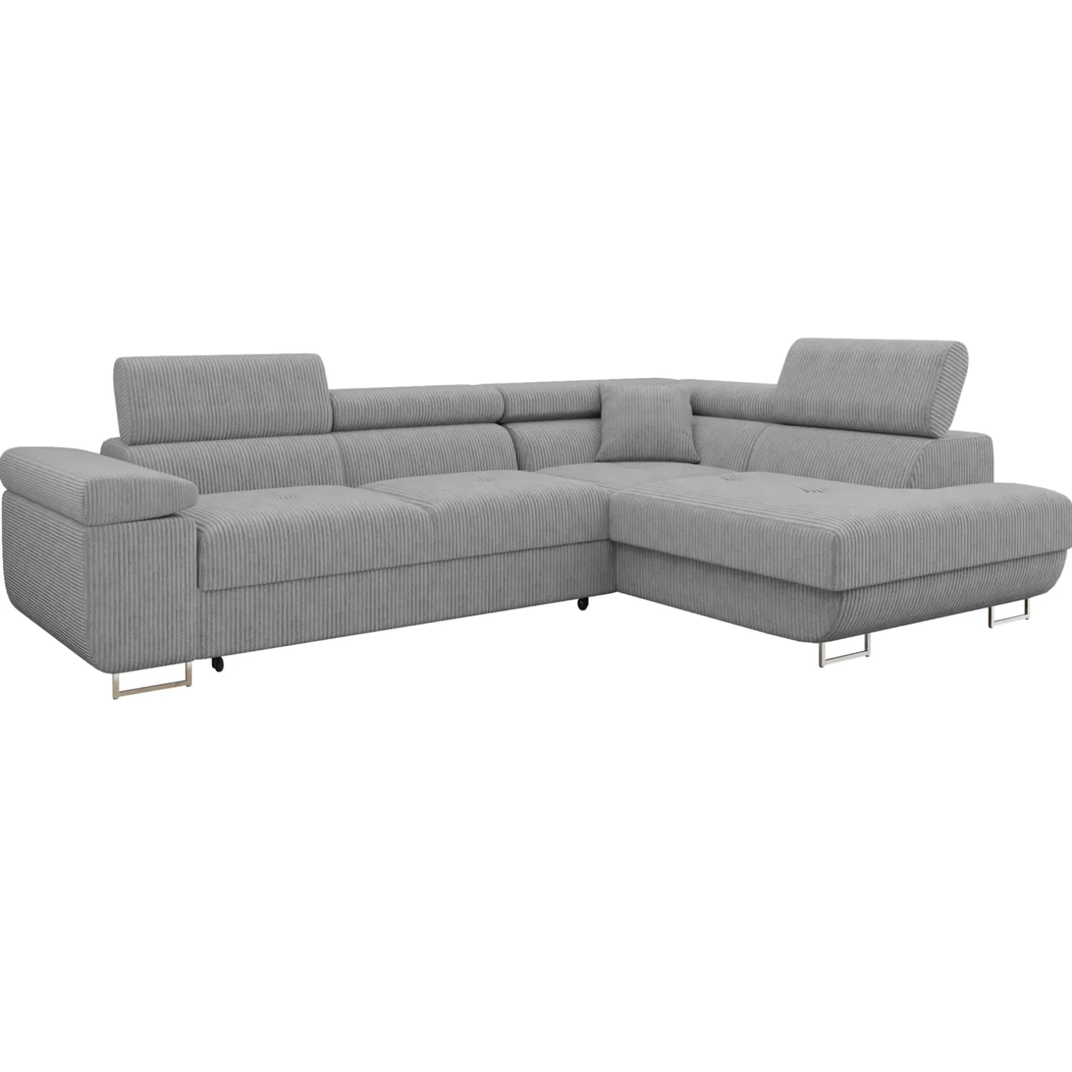 Divano letto angolare destra imbottito 274x203cm velluto a coste grigio Bormio