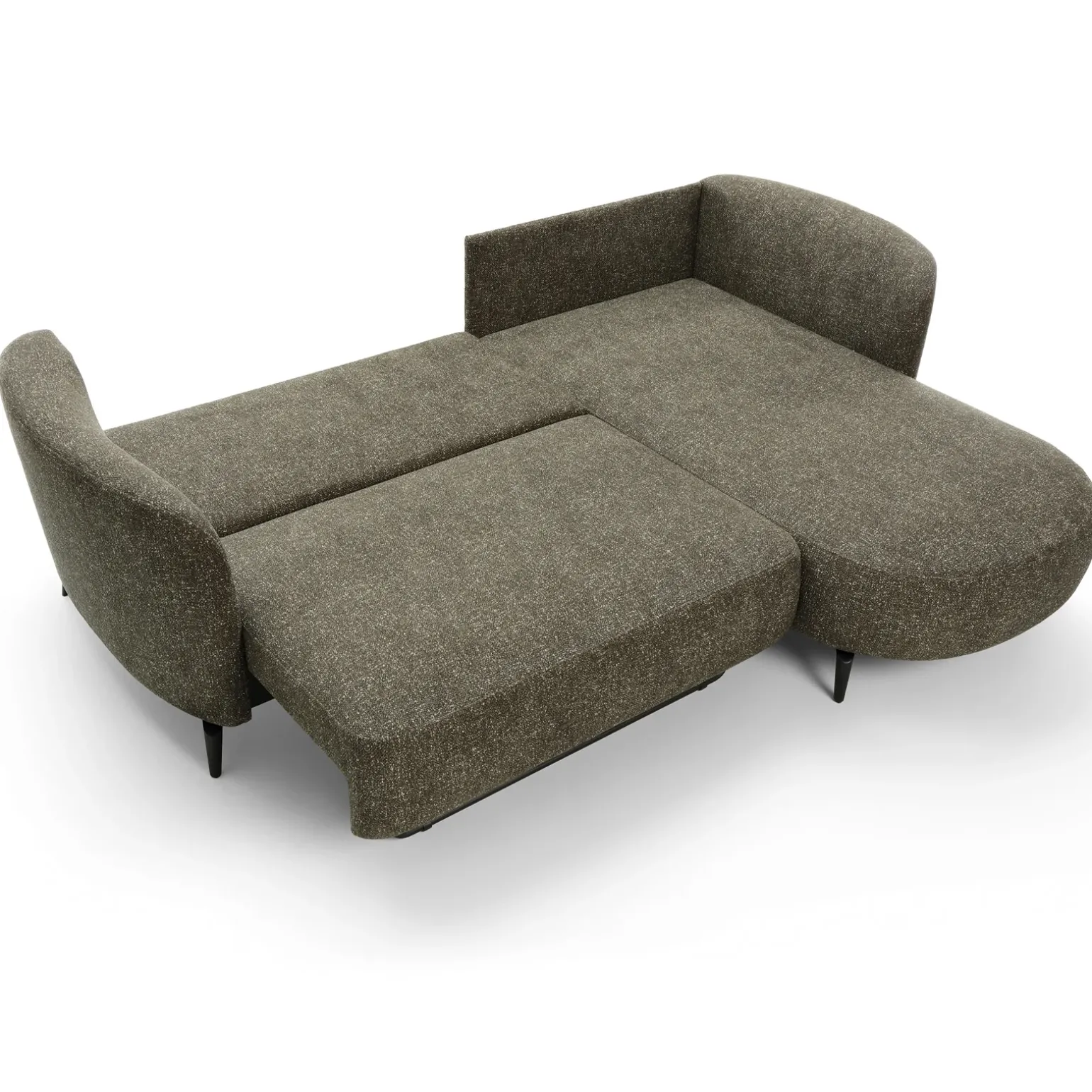Divano letto angolare destra 3 posti 260x180cm tessuto bouclè verde Repose