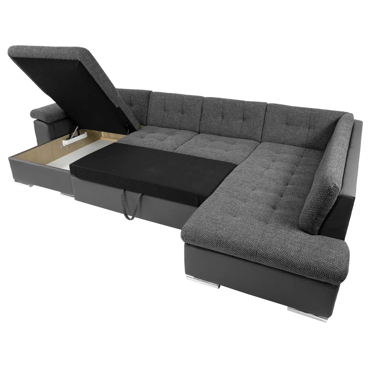 Divano letto angolare destra 5 posti 350x205cm grigio scuro Agliana