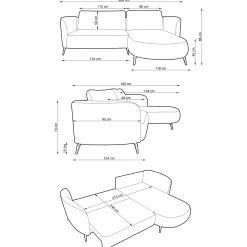 Divano letto angolare destra 3 posti 260x180cm tessuto bouclè beige scuro Repose