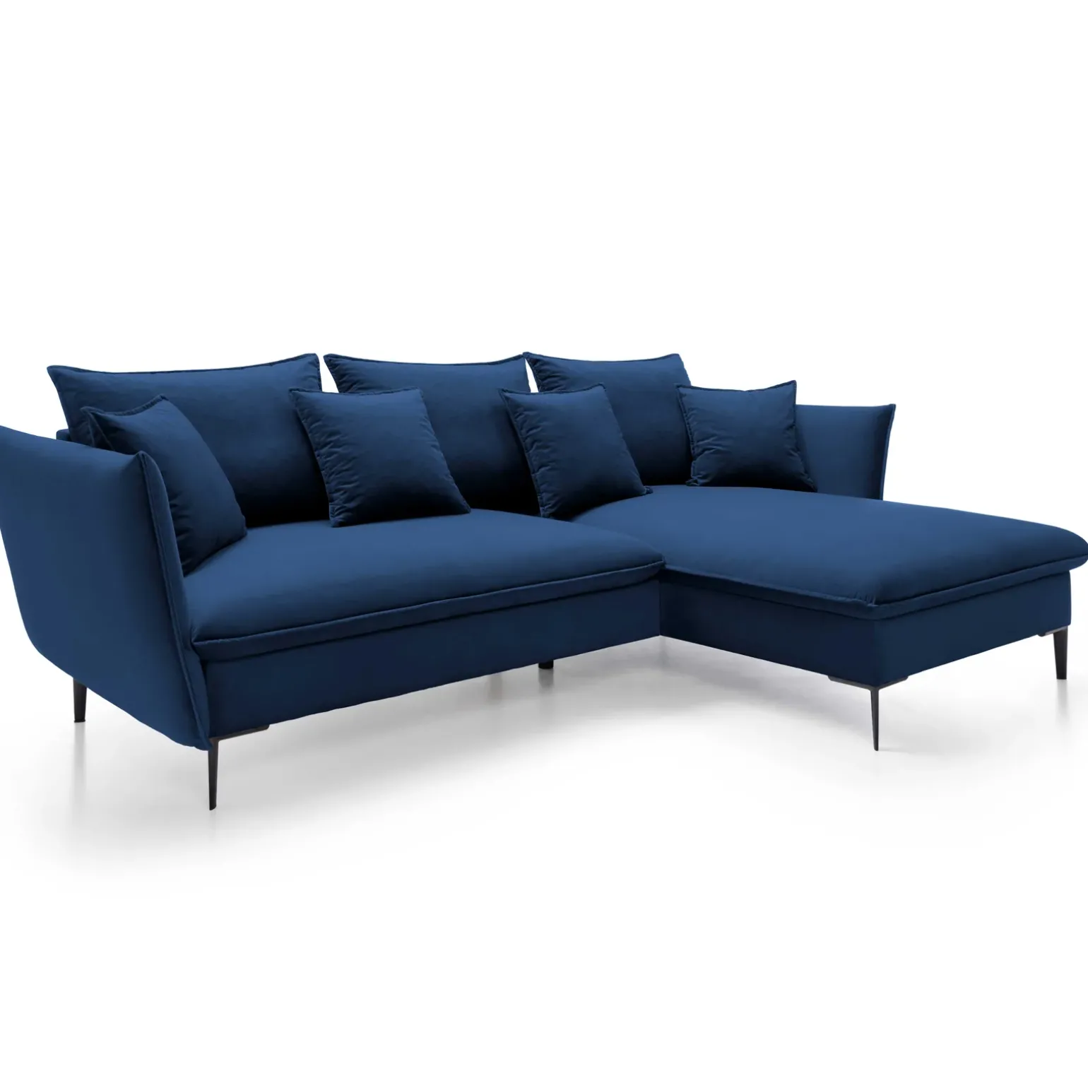 Divano letto angolare destro 3 posti 258x167cm tessuto blu Lushify