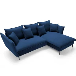 Divano letto angolare destro 3 posti 258x167cm tessuto blu Lushify