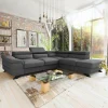 Divano letto angolare destro 5 posti 272x219cm tessuto antracite Lumma