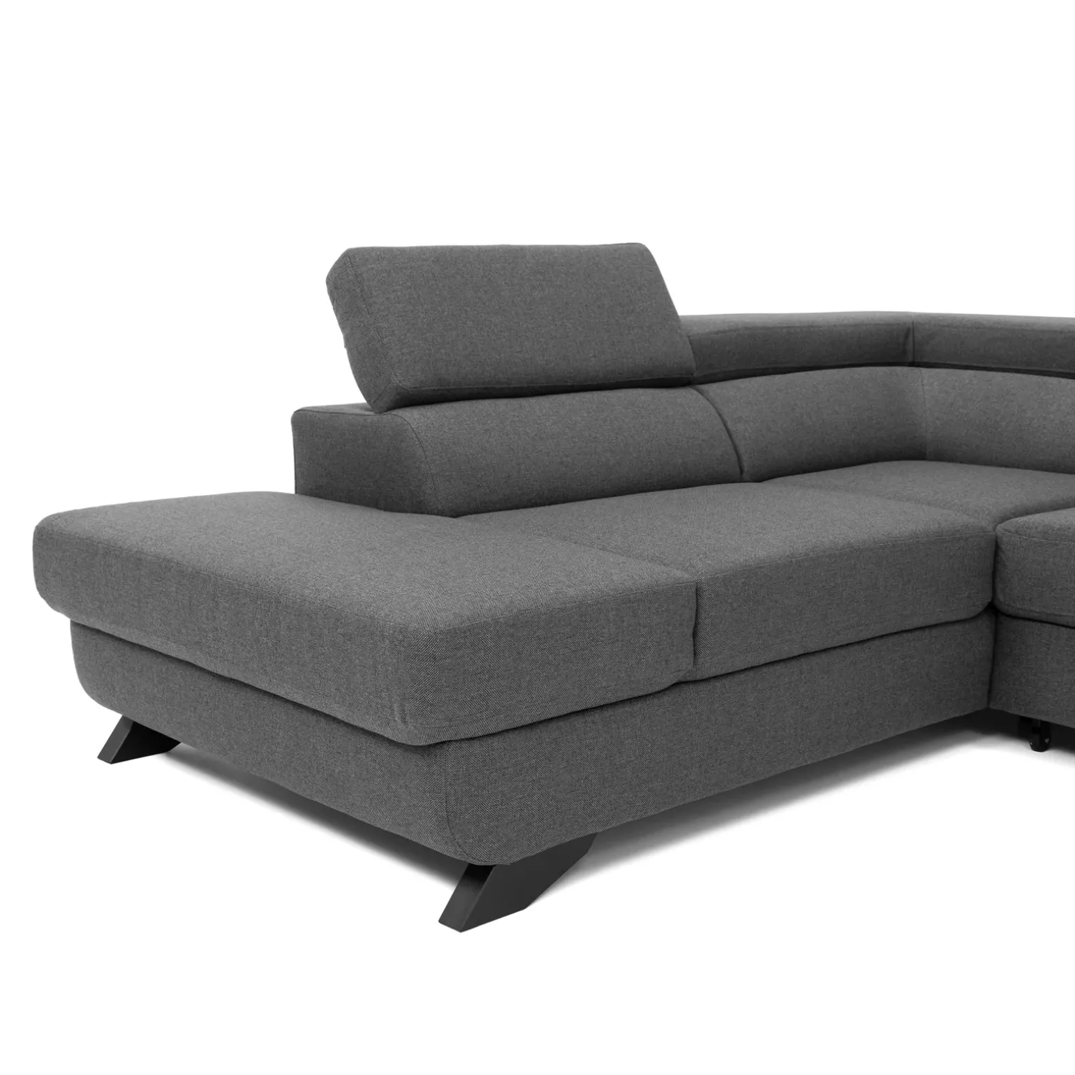 Divano letto angolare destro 5 posti 272x219cm tessuto antracite Lumma