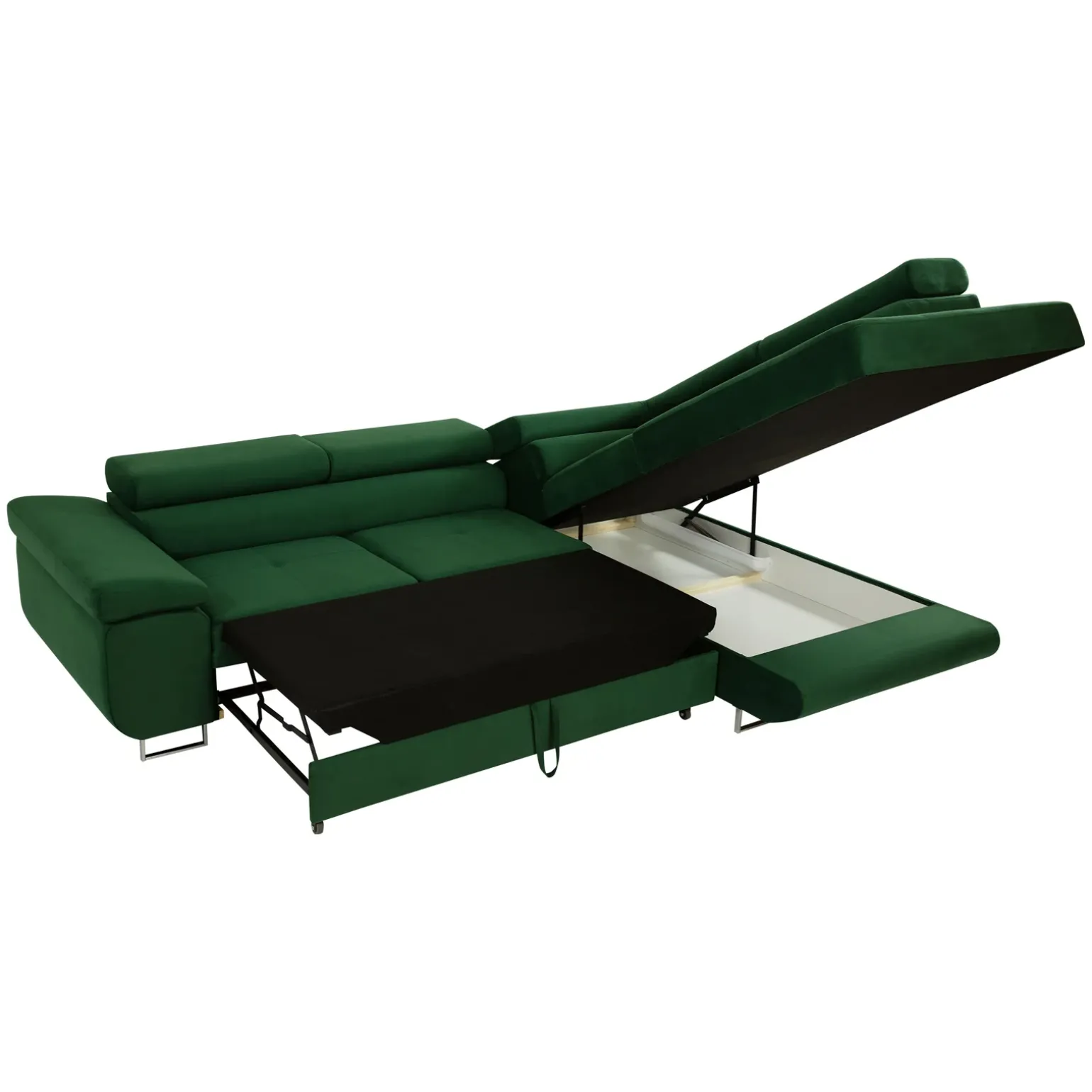 Divano letto angolare destra imbottito 274x203cm verde Bormio