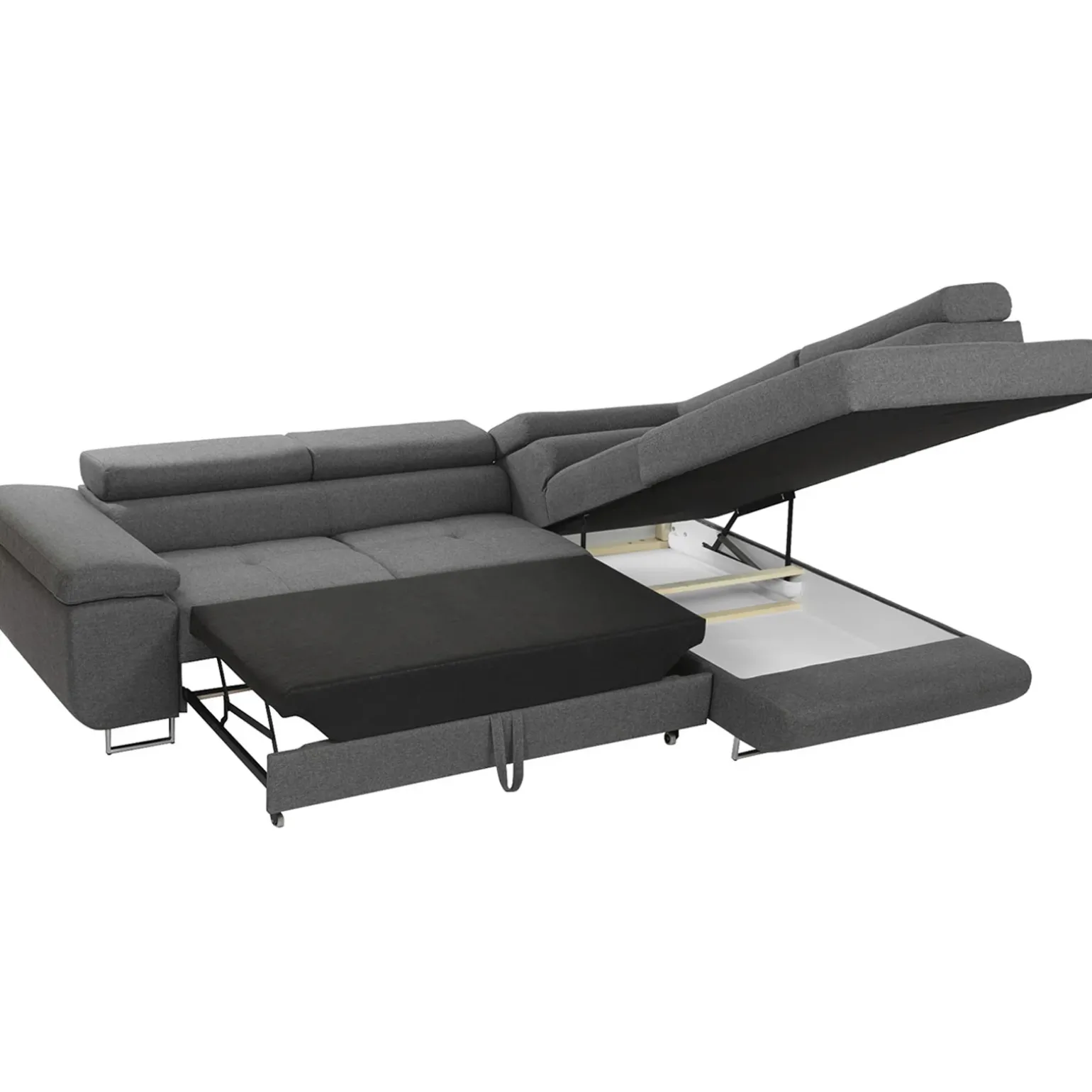 Divano letto angolare destra imbottito 274x203cm grigio Bormio