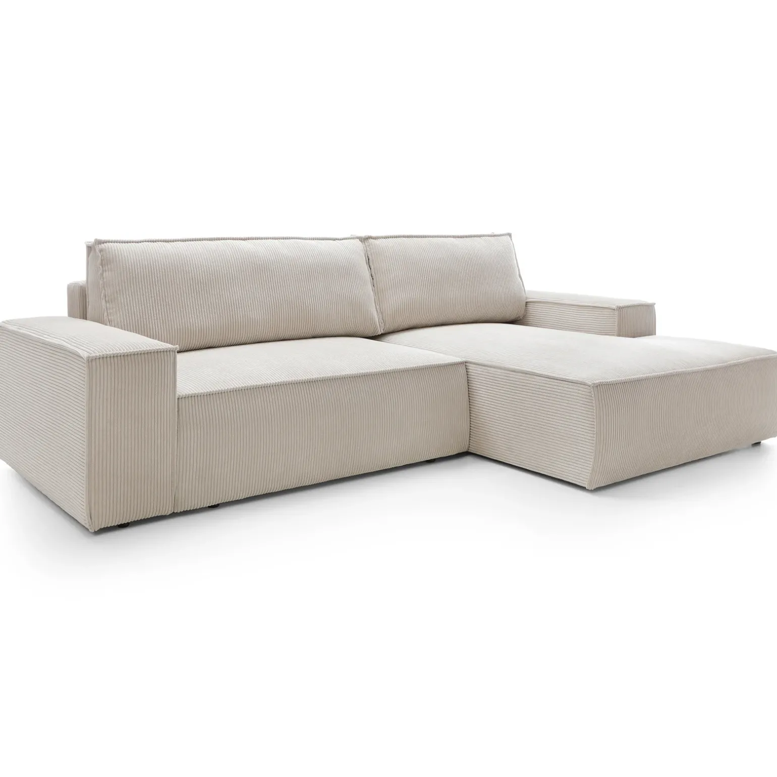Divano letto angolare destro 3 posti 267x167cm velluto a coste beige Relaxion