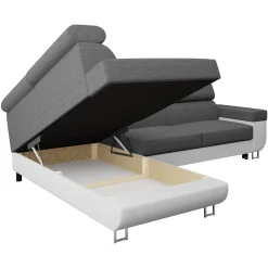 Divano letto angolare destra matrimoniale 253x188cm grigio bianco Almese