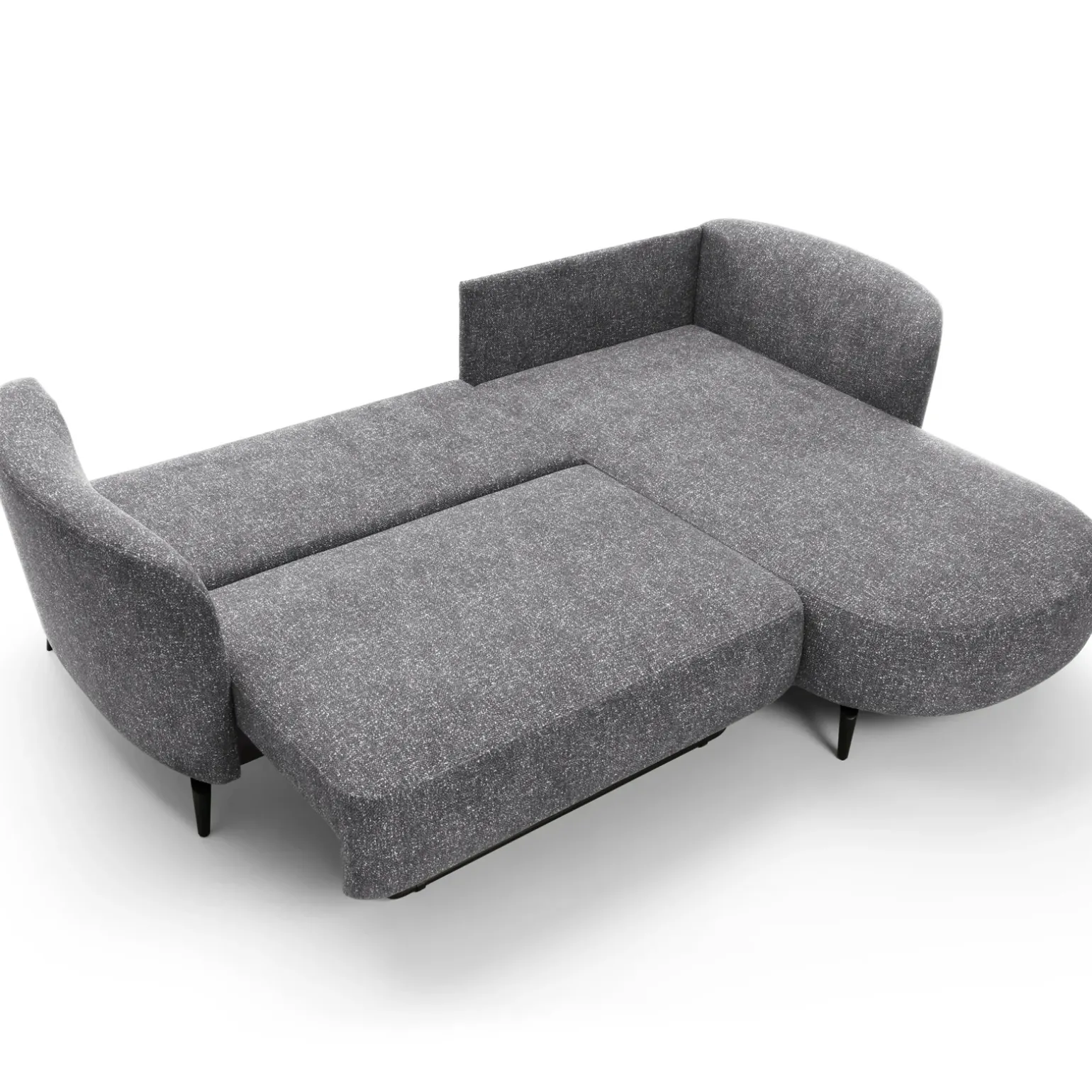 Divano letto angolare destra 3 posti 260x180cm tessuto bouclè grigio Repose