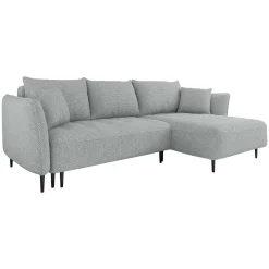 Divano letto angolare destro 3 posti 276x158cm tessuto grigio Angle