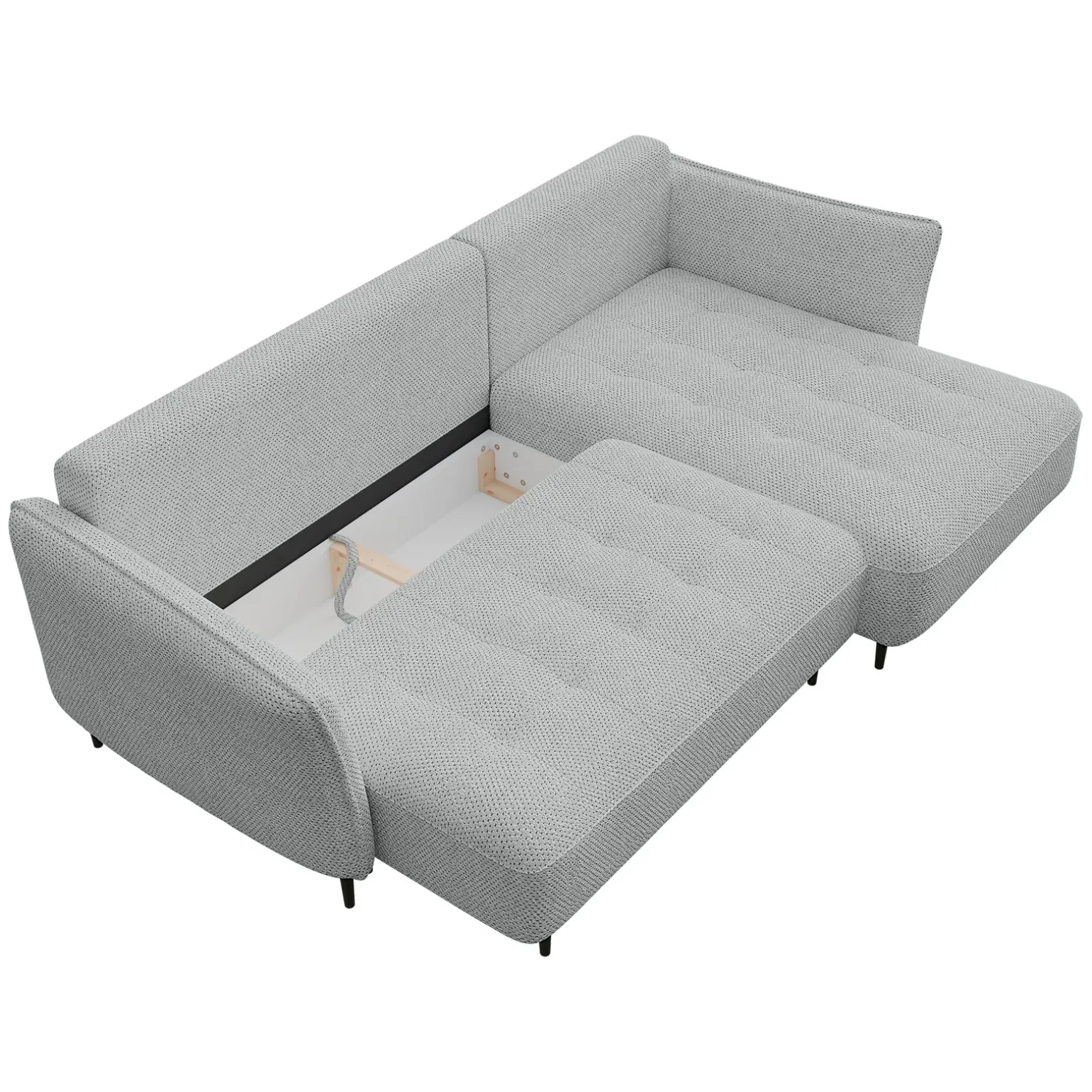 Divano letto angolare destro 3 posti 276x158cm tessuto grigio Angle