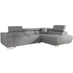 Divano letto angolare destra 4 posti 274x203cm imbottito grigio Bormio