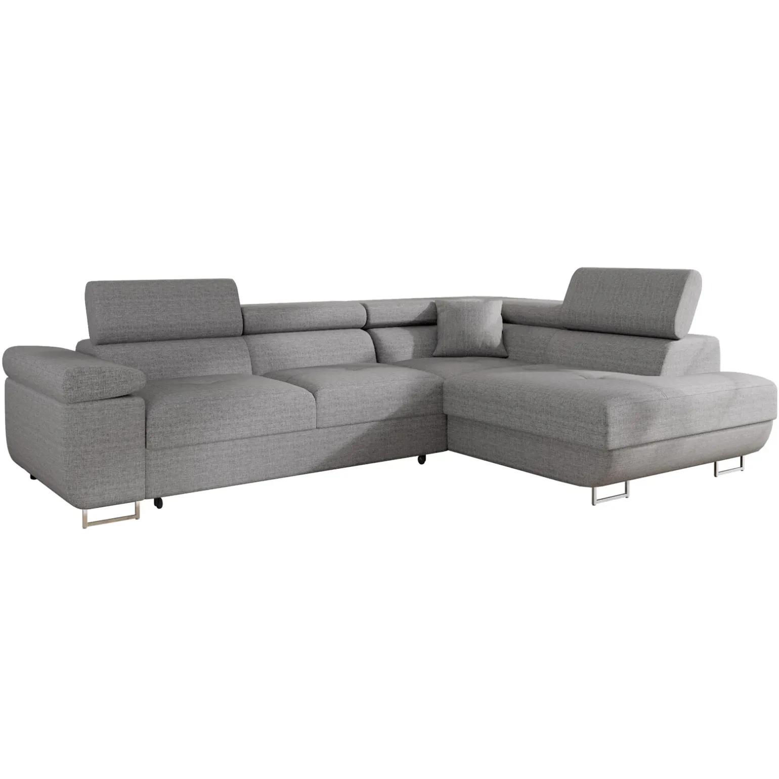 Divano letto angolare destra 4 posti 274x203cm imbottito grigio Bormio