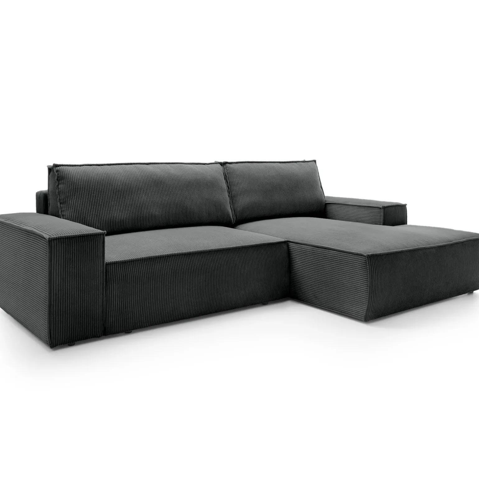 Divano letto angolare destra 3 posti 267x167cm velluto a coste antracite Relaxion