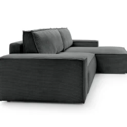 Divano letto angolare destra 3 posti 267x167cm velluto a coste antracite Relaxion
