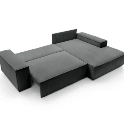 Divano letto angolare destra 3 posti 267x167cm velluto a coste antracite Relaxion