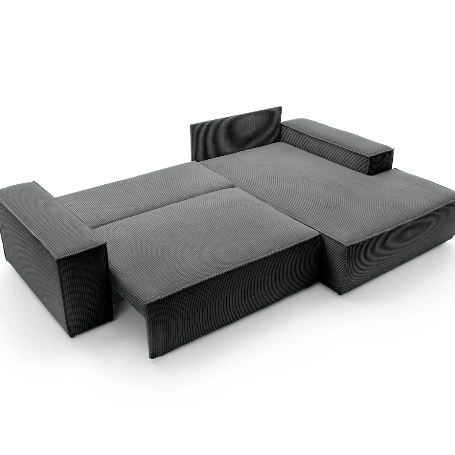 Divano letto angolare destra 3 posti 267x167cm velluto a coste antracite Relaxion