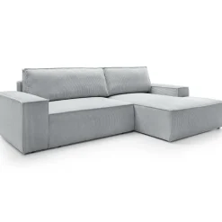 Divano letto angolare destra 3 posti 267x167cm velluto a coste grigio chiaro Relaxion