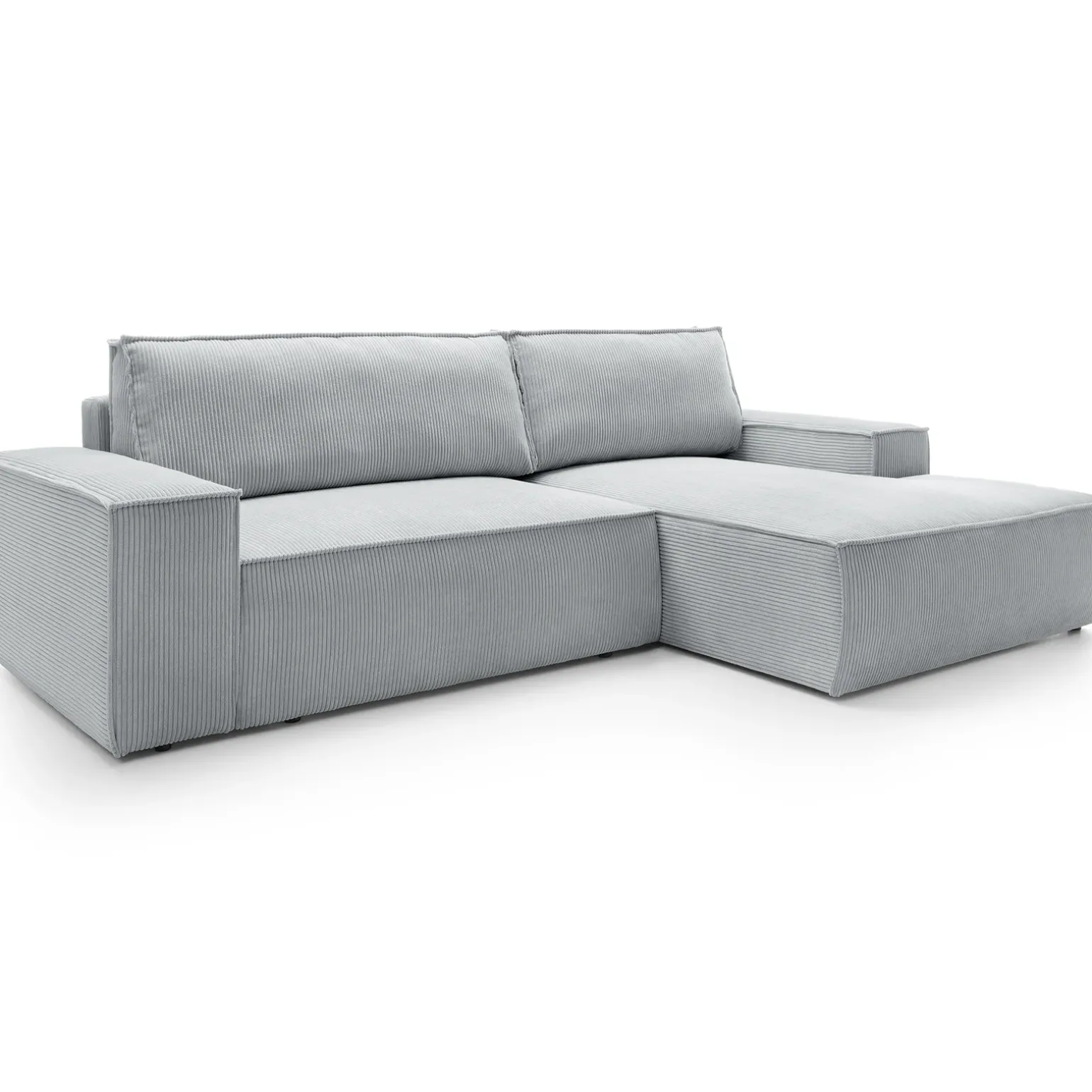 Divano letto angolare destra 3 posti 267x167cm velluto a coste grigio chiaro Relaxion
