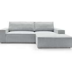 Divano letto angolare destra 3 posti 267x167cm velluto a coste grigio chiaro Relaxion