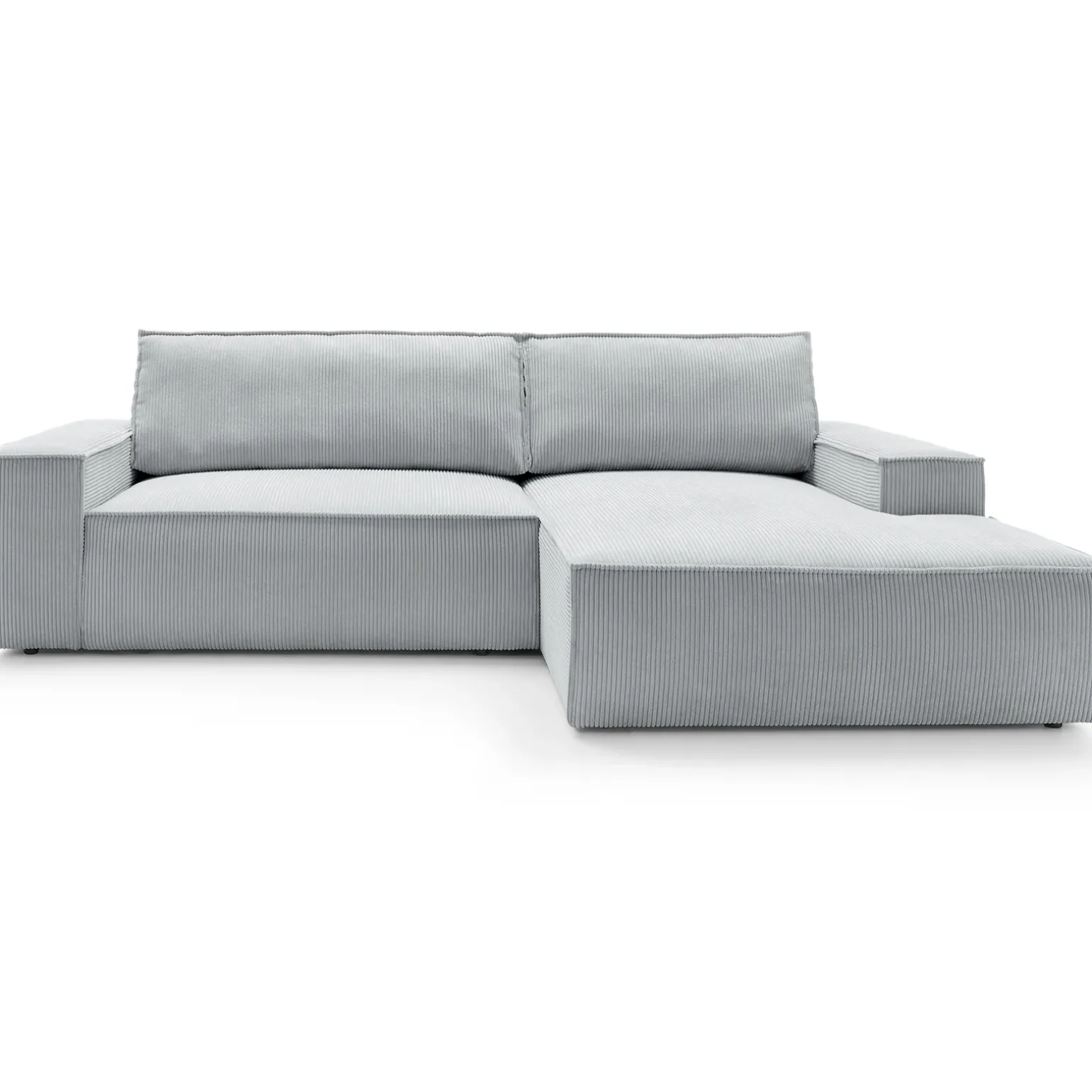 Divano letto angolare destra 3 posti 267x167cm velluto a coste grigio chiaro Relaxion