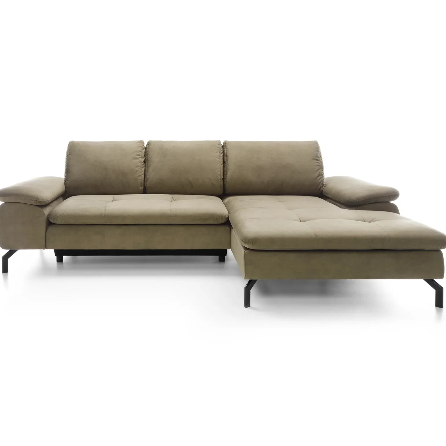 Divano letto angolare destra 3 posti 265x170cm tessuto beige Chillax