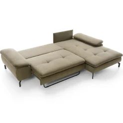 Divano letto angolare destra 3 posti 265x170cm tessuto beige Chillax