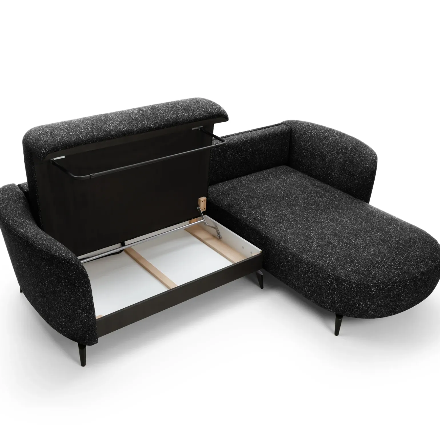 Divano letto angolare destra 3 posti 260x180cm tessuto bouclè antracite Repose