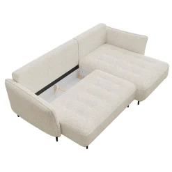 Divano letto angolare destro 3 posti 276x158cm tessuto beige Angle