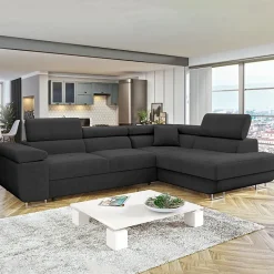 Divano letto angolare destra imbottito 274x203cm nero Bormio